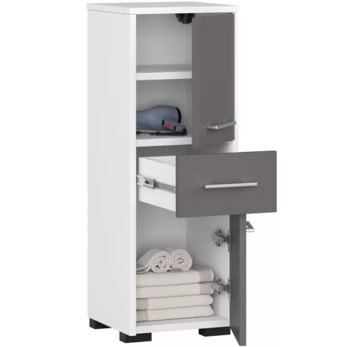 AKORD FIN Fürdőszobai Álló Szekrény Laminált Fehér-Szürke 85cm