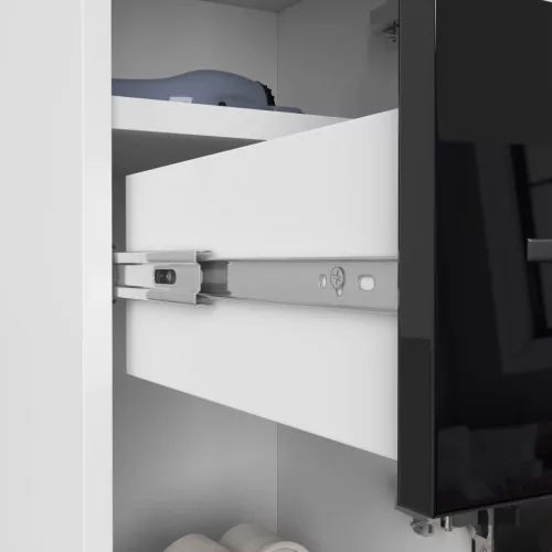 FIN Fürdőszobai Magasszekrény 30 2D 1F 85cm Fekete Magasfényű