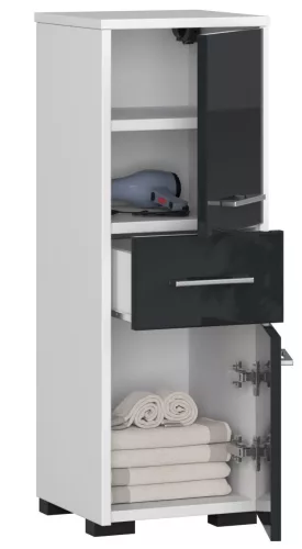 AKORD FIN Fürdőszobai Oszlopszekrény Magasfényű Grafit 85cm