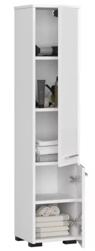 AKORD FIN Magasfényű Fehér Fürdőszobai Oszlopszekrény 140cm