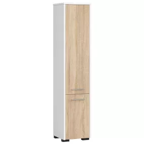   AKORD FIN Fürdőszobai Oszlopszekrény 140cm Fehér/Sonoma Tölgy