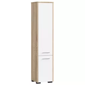   AKORD FIN Fürdőszobai Oszlopszekrény 140cm Sonoma Tölgy Fehér