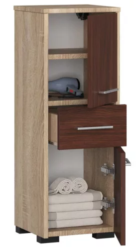 Fürdőszobai Szekrény Fin Oszlop 30 2a 1f 85cm Sonoma Tölgy / Wenge