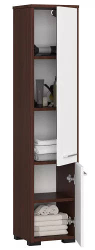 AKORD FIN Fürdőszobai Álló Oszlopszekrény 140cm Wenge Fehér