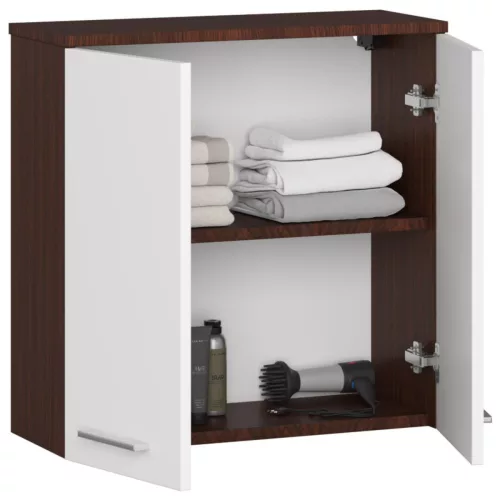 AKORD FIN Fürdőszobai Fali Szekrény Wenge-Fehér 60cm