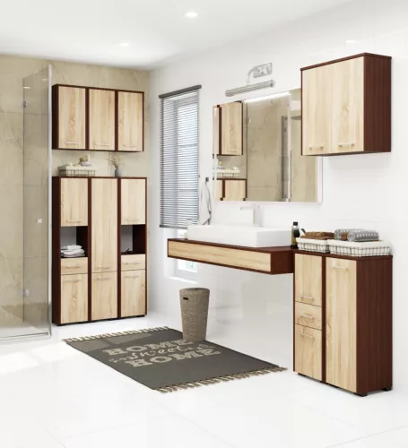 AKORD FIN Fürdőszobai Fali Szekrény Laminált Wenge-Sonoma 60cm