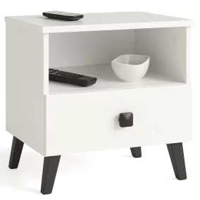 MOBI K-01 Fehér-Fekete Éjjeliszekrény Laminált Lap