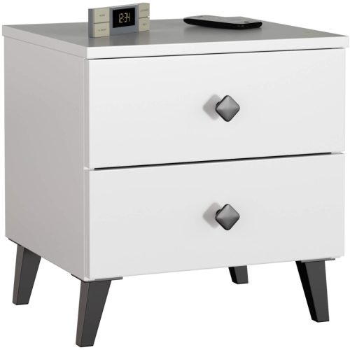AKORD MOBI K-02 Éjjeliszekrény Laminált Fehér-Fekete Matt