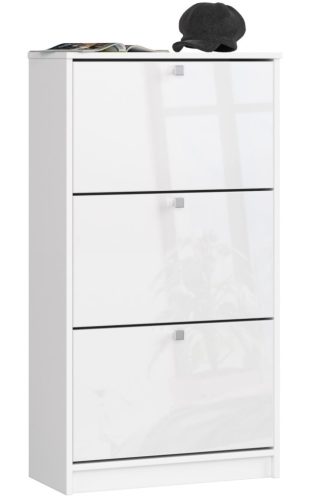 AKORD Modern 3-Ajtós Magasfényű Cipősszekrény Fehér MDF