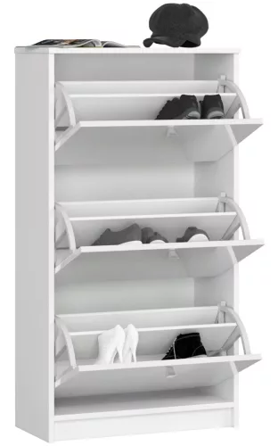 AKORD Modern 3-Ajtós Magasfényű Cipősszekrény Fehér MDF