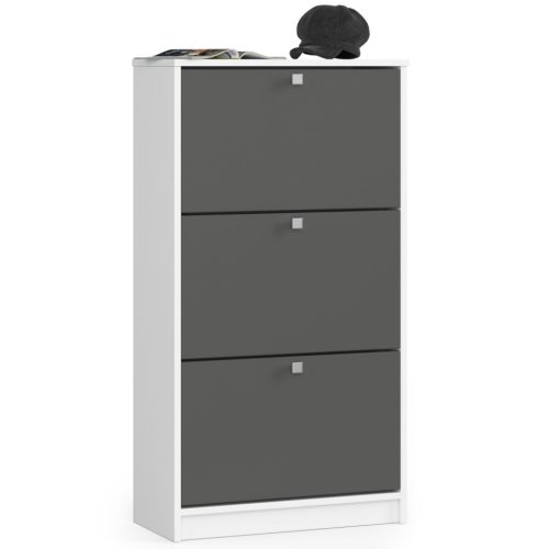 AKORD Classic 3-Ajtós Cipősszekrény Laminált Fehér-Grafit
