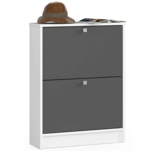 AKORD Klasszikus Billenő Cipősszekrény Laminált Fehér-Szürke 60cm
