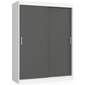   AKORD CLP MONO Tolóajtós Szekrény Laminált Fehér-Szürke 150cm