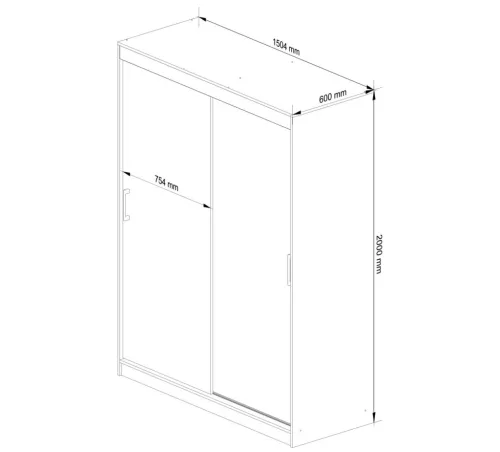 AKORD CLP MONO Tolóajtós Szekrény Laminált Fehér-Szürke 150cm