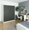 AKORD CLP MONO Tolóajtós Szekrény Laminált Fehér-Szürke 150cm
