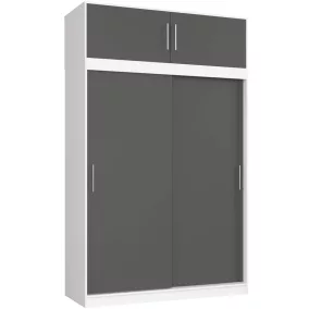   AKORD CLP Tolóajtós Rátétszekrény 150cm Laminált Fehér-Szürke
