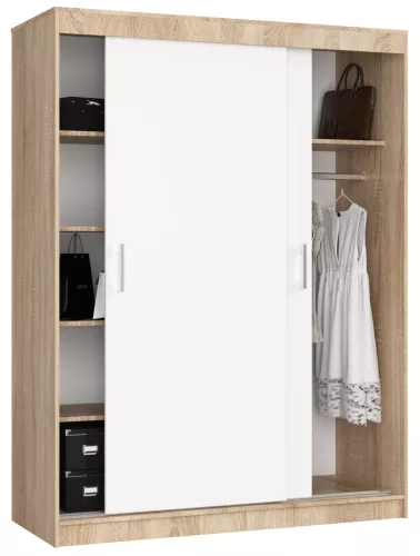 AKORD Mono CLP Tolóajtós Szekrény Sonoma Tölgy-Fehér 150cm