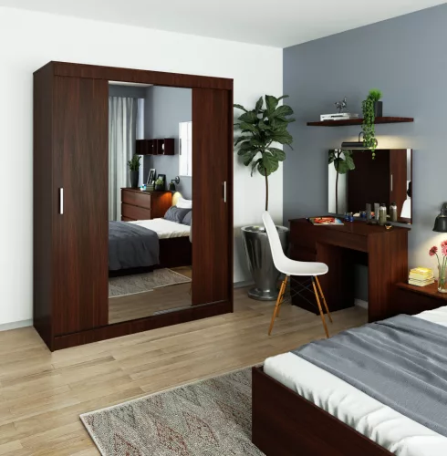 AKORD CLP Tolóajtós Szekrény Tükörrel Wenge 150cm