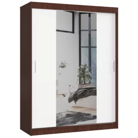  AKORD CLP Tolóajtós Szekrény Wenge-Fehér Tükörrel 150cm