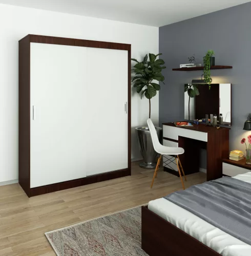 AKORD CLP MONO Tolóajtós Szekrény Wenge-Fehér 150cm