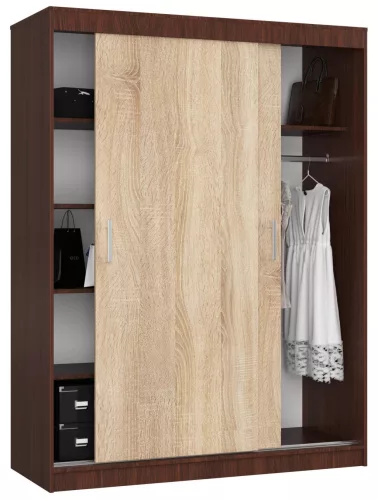 AKORD CLP MONO Tolóajtós szekrény wenge/sonoma tölgy 150 cm