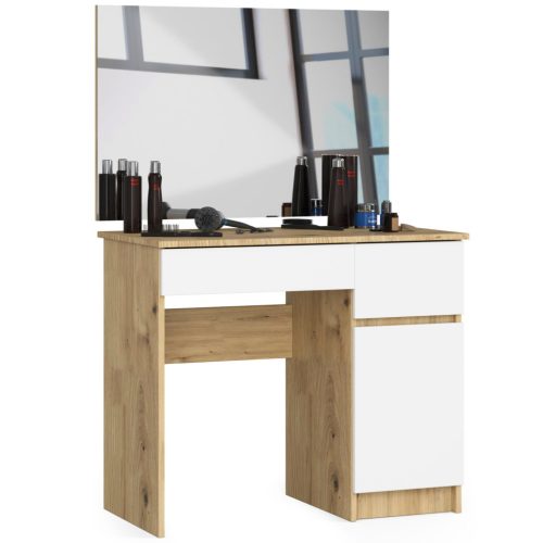 AKORD CLP Artisan Fésülködőasztal Tükörrel Laminált Tölgy-Fehér
