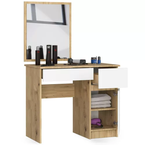 Fésülködőasztal Tükörrel Clp P-2/sl Jobb Oldali Artisan Tölgy / Fehér
