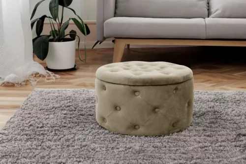 AKORD Alia Kárpitozott Tárolós Puff Bézs Velúr