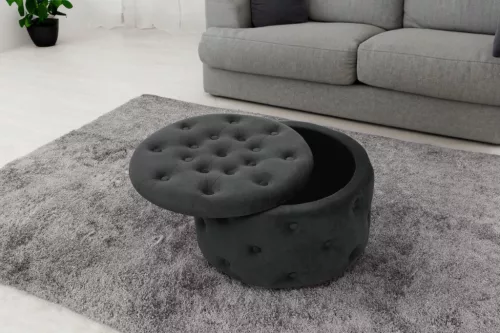 AKORD Alia Kárpitozott Tárolós Puff Velúr Fekete