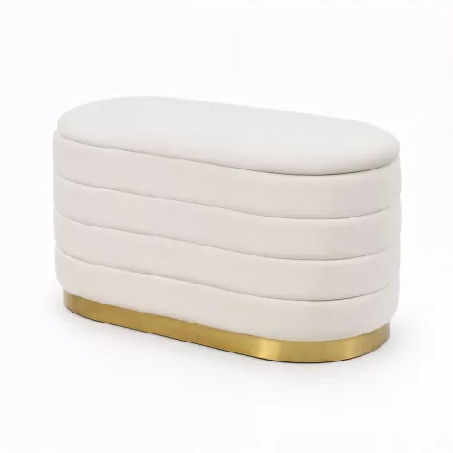 AKORD BELLA Tárolós Puff Welur Krém Modern Glamour