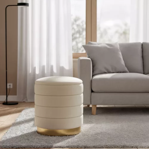 AKORD LUNA pufa tárolórekeszes welur krém modern glamour