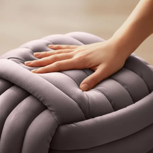 AKORD NILO Tapicerowana Pufa Welur Przygaszony Róż Pleciony Design