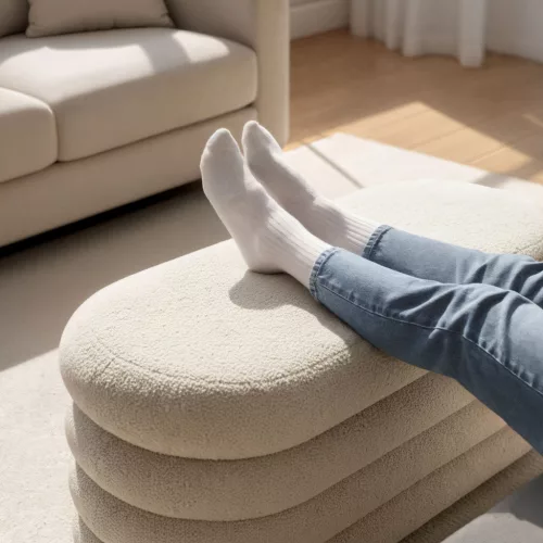 AKORD PUFFO Tárolós Puff Teddy Mglista Biel Nyitható
