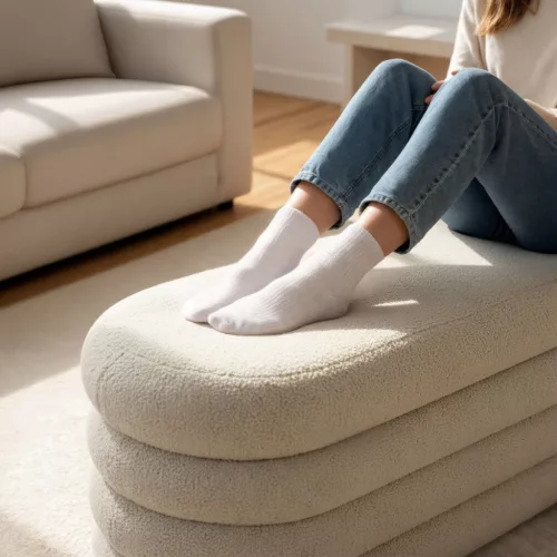 AKORD PUFFO Tárolós Puff Teddy Mglista Biel Nyitható