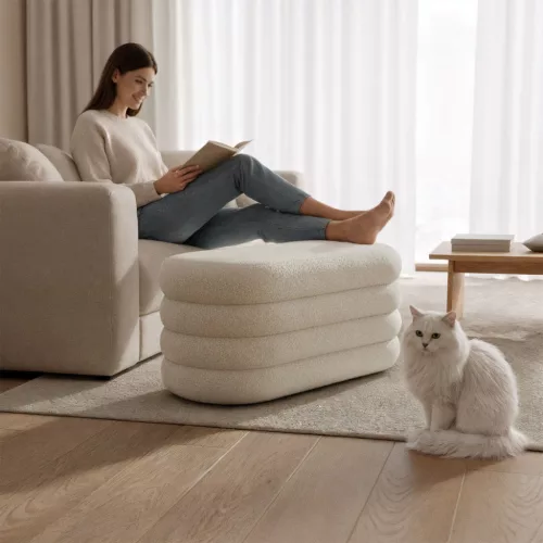 AKORD PUFFO Tárolós Puff Teddy Mglista Biel Nyitható