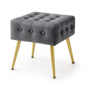 AKORD Furniture Factory QUADRA Pufa Welur Grafitowy Pikowana