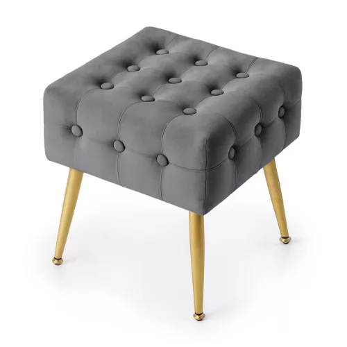 AKORD Furniture Factory QUADRA Pufa Welur Grafitowy Pikowana