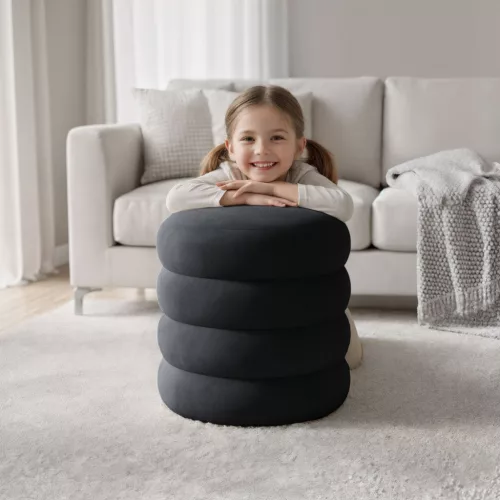 AKORD SNUGGO Pufa Welur Czarny Otwierana