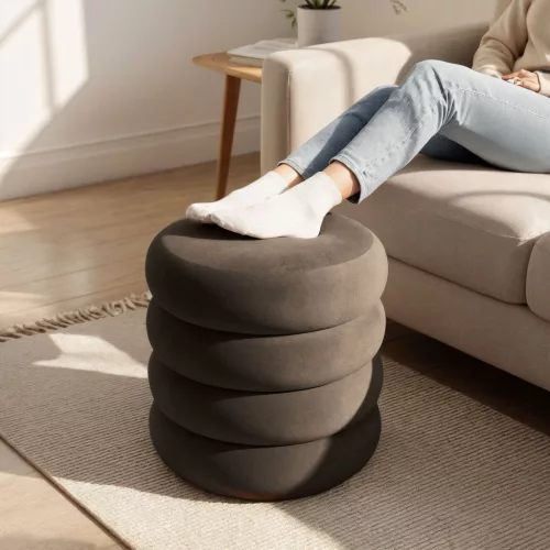 AKORD SNUGGO ülőpuff welur barna tárolórekesszel