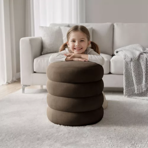 AKORD SNUGGO ülőpuff welur barna tárolórekesszel