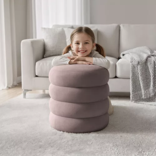 AKORD SNUGGO Ülőpuff Welur Przygaszony Róż Nyitható Tárolóval