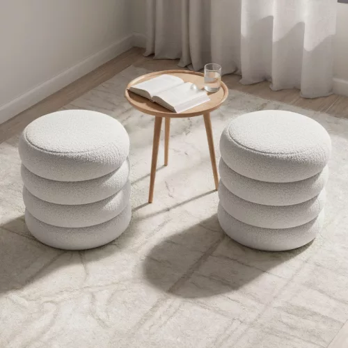 AKORD SNUGGO Nyitható Puff Teddy Anyag Mglista Biel 42 cm