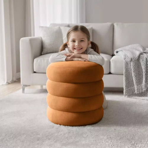 AKORD SNUGGO Ülőpuff Welur Miedziany Nyitható Tárolóval