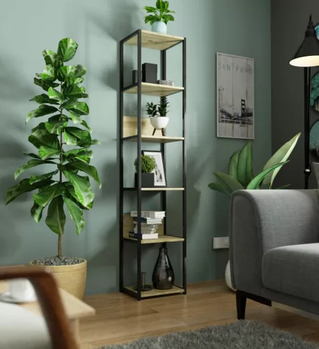 AKORD Loft Ipari Polcos Szekrény Artisan Tölgy Fekete 40cm