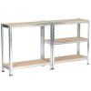 Fancy Garden Garázs Fém Polcrendszer MDF Ezüst 5-Polcos