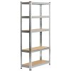 Fancy Garden Garázs Fém Polcrendszer MDF Ezüst 5-Polcos