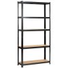 Fancy Garden Garázs Fém Polcrendszer Acél/MDF Fekete 175kg Teherbírás REGMET9030180CZA