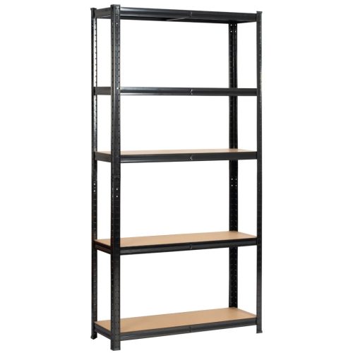 Fancy Garden Garázs Fém Polcrendszer Acél/MDF Fekete 175kg Teherbírás REGMET9030180CZA