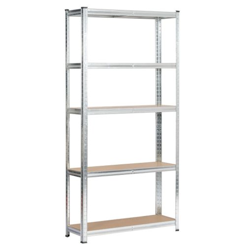 Fancy Garden Garázs Fém Polcrendszer Acél/MDF Ezüst 5-Polcos