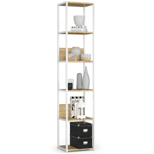 AKORD Loft 400 Fém Polcos Állvány Fehér/Artisan Tölgy